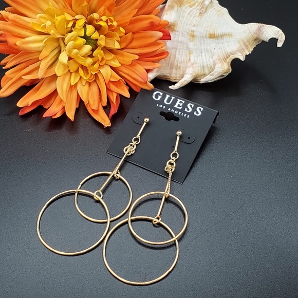 Guess Jewelry - GUESS GOLD TONE CIRCULAR DROP EARRINGS (NEW)